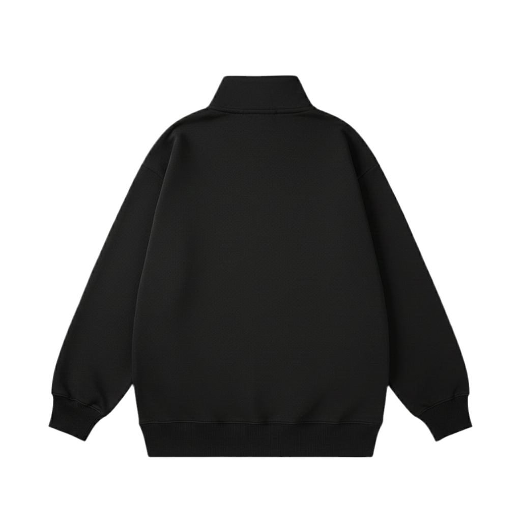 Heavyweight oversized 1/4 zip 400gsm in black - BLACK