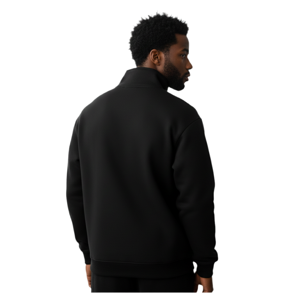 Heavyweight oversized 1/4 zip 400gsm in black - BLACK