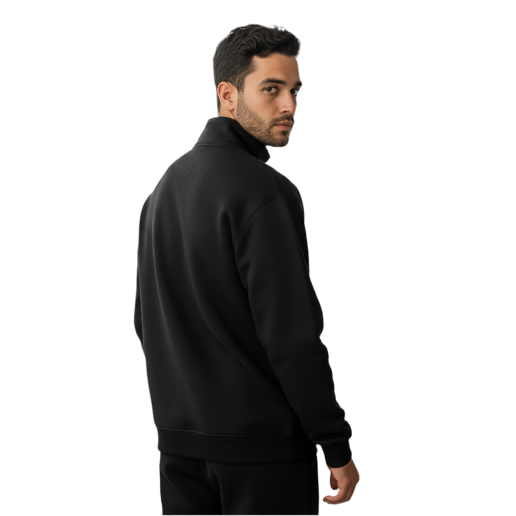 Heavyweight oversized 1/4 zip 400gsm in black - BLACK